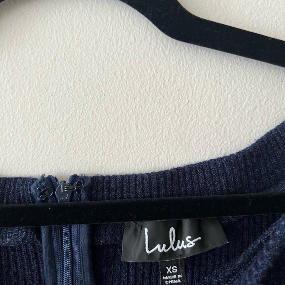 Lulu's Navy Ribbed Off-the-Shoulder Mini Dress - Picture 4 of 5
